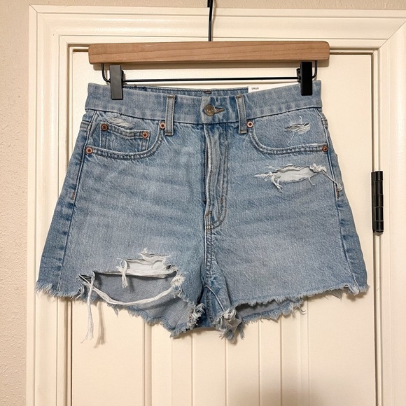 American Eagle Strigid Denim Curvy Highest Waist 90’s Boyfriend Short - Picture 3 of 8